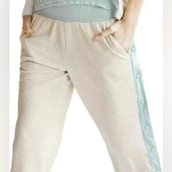 Free People Movement Nothing But Net Pants, Cream/Baby Blue, Size Large